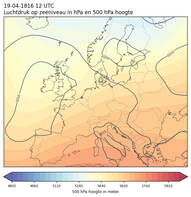 Weerkaart van 19 april 1816 om 12 UTC