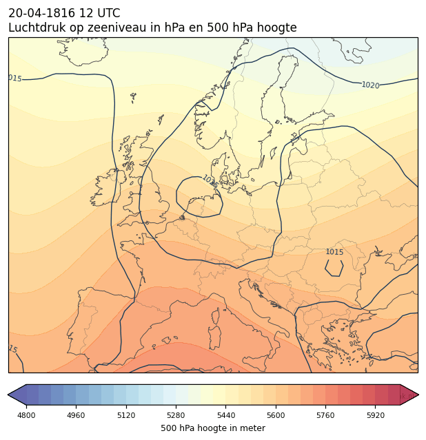 Weerkaart van 20 april 1816 om 12 UTC