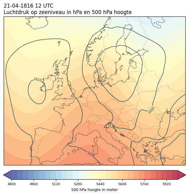 Weerkaart van 21 april 1816 om 12 UTC