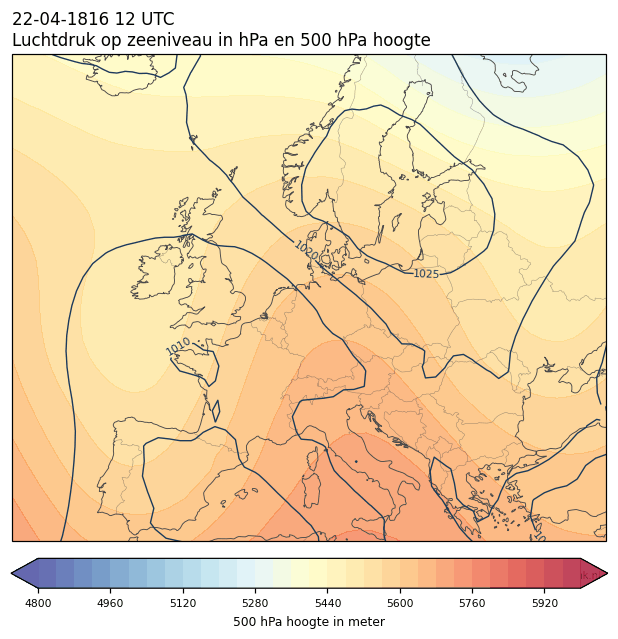 Weerkaart van 22 april 1816 om 12 UTC