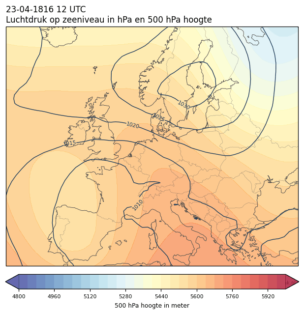 Weerkaart van 23 april 1816 om 12 UTC