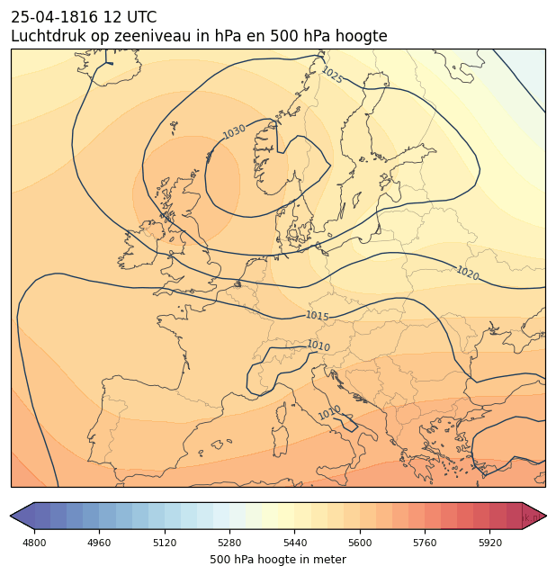 Weerkaart van 25 april 1816 om 12 UTC