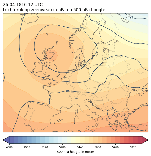 Weerkaart van 26 april 1816 om 12 UTC