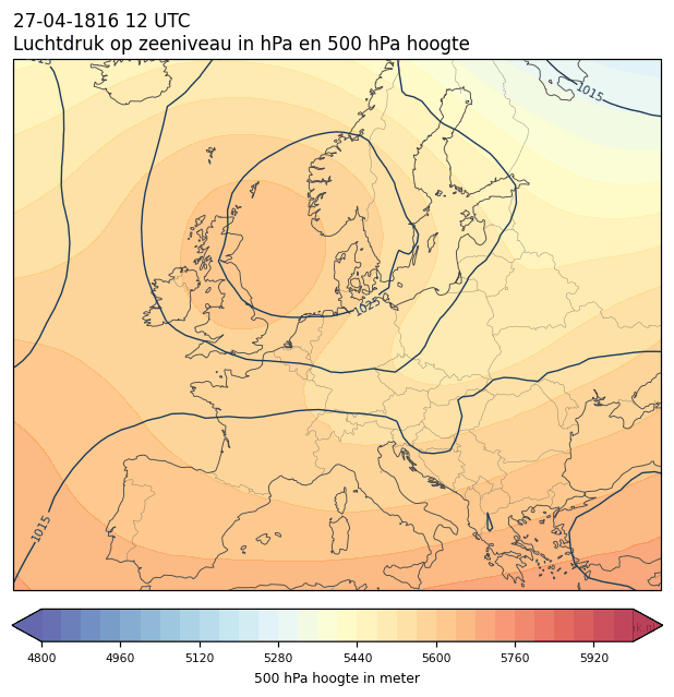 Weerkaart van 27 april 1816 om 12 UTC