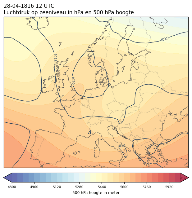 Weerkaart van 28 april 1816 om 12 UTC