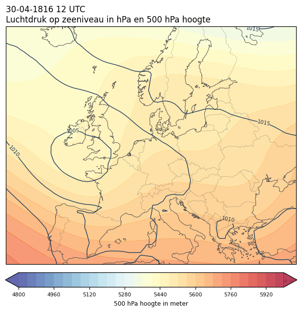 Weerkaart van 30 april 1816 om 12 UTC