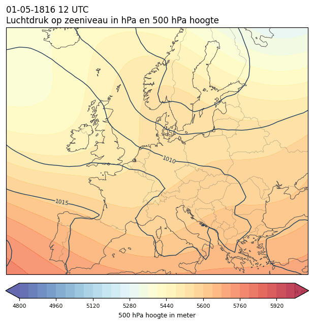 Weerkaart van 1 mei 1816 om 12 UTC