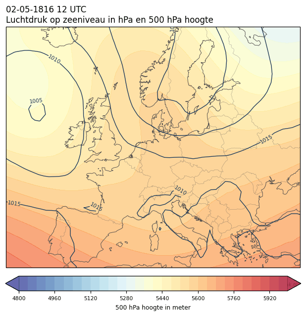Weerkaart van 2 mei 1816 om 12 UTC