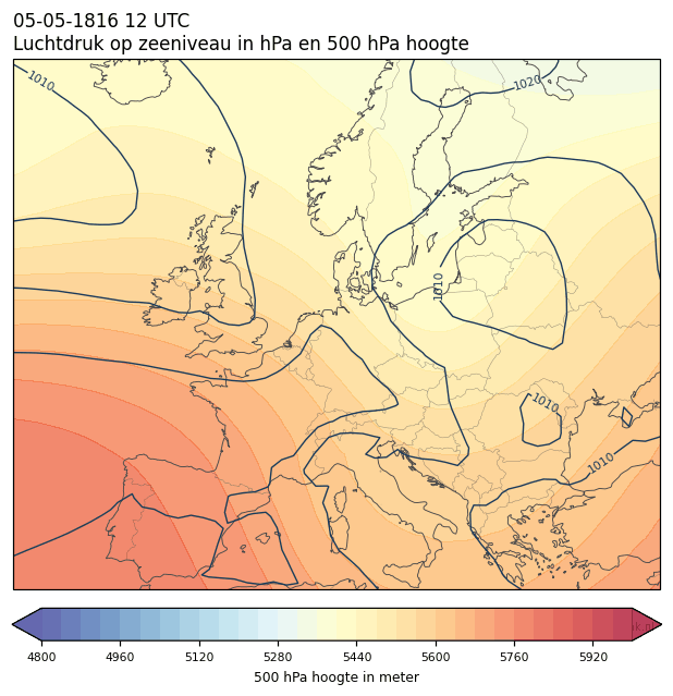 Weerkaart van 5 mei 1816 om 12 UTC