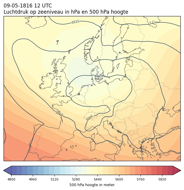 Weerkaart van 9 mei 1816 om 12 UTC