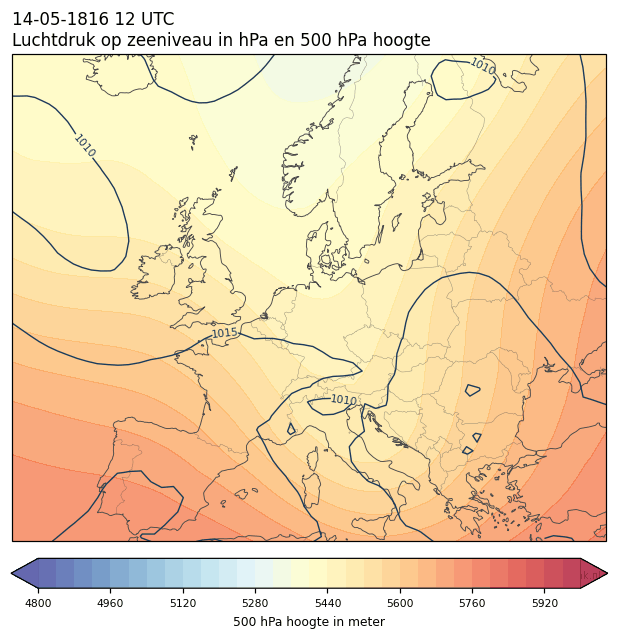 Weerkaart van 14 mei 1816 om 12 UTC