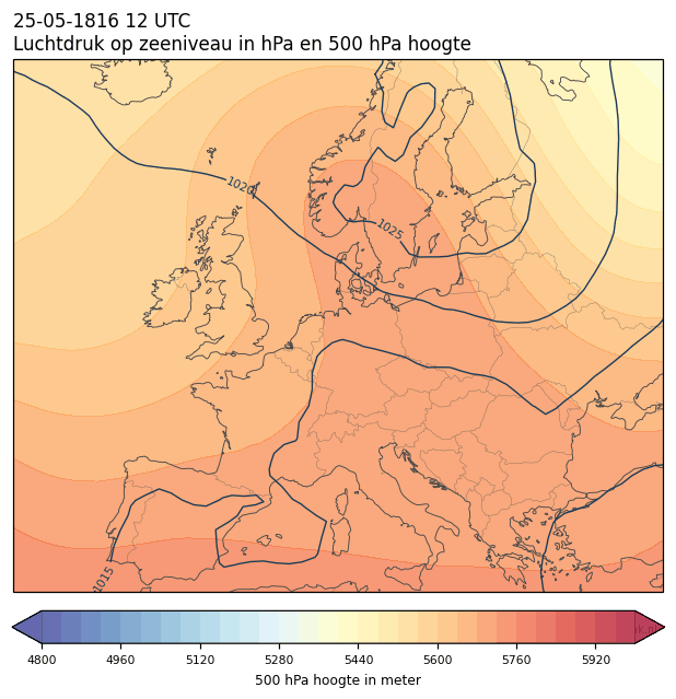 Weerkaart van 25 mei 1816 om 12 UTC