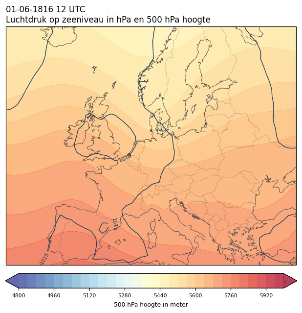 Weerkaart van 1 juni 1816 om 12 UTC
