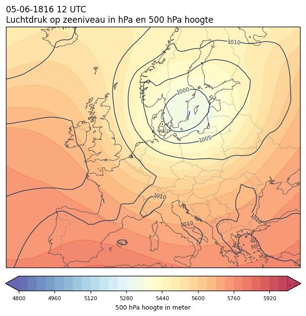 Weerkaart van 5 juni 1816 om 12 UTC