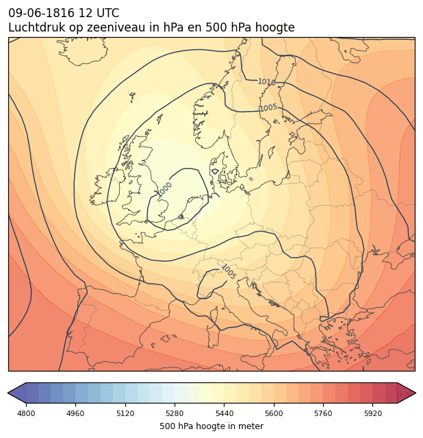 Weerkaart van 9 juni 1816 om 12 UTC