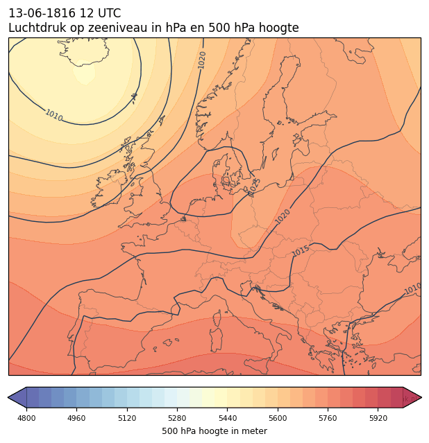 Weerkaart van 13 juni 1816 om 12 UTC