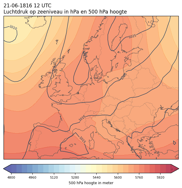 Weerkaart van 21 juni 1816 om 12 UTC