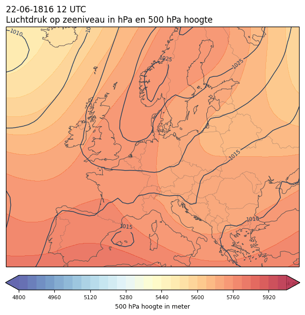 Weerkaart van 22 juni 1816 om 12 UTC