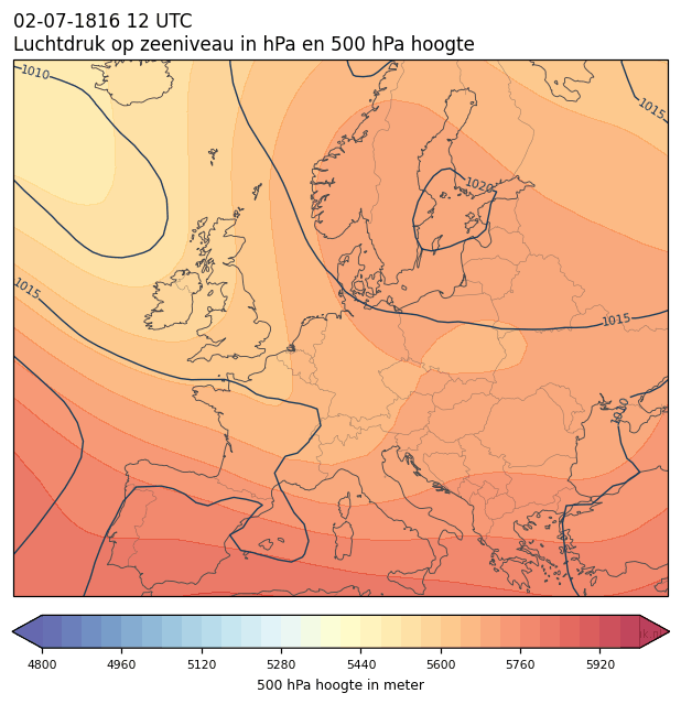 Weerkaart van 2 juli 1816 om 12 UTC