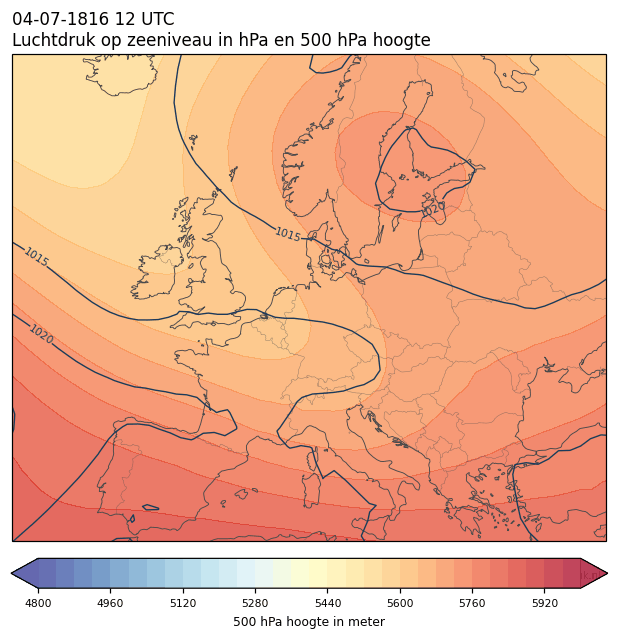 Weerkaart van 4 juli 1816 om 12 UTC