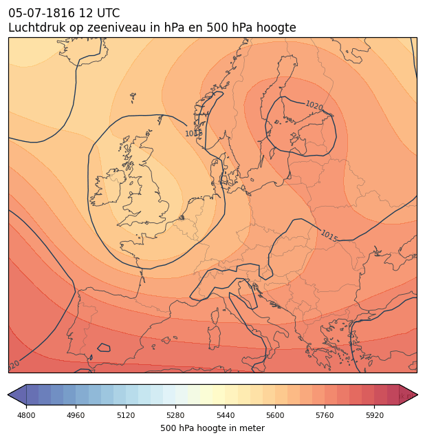 Weerkaart van 5 juli 1816 om 12 UTC
