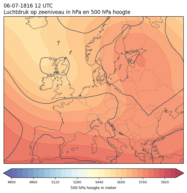 Weerkaart van 6 juli 1816 om 12 UTC