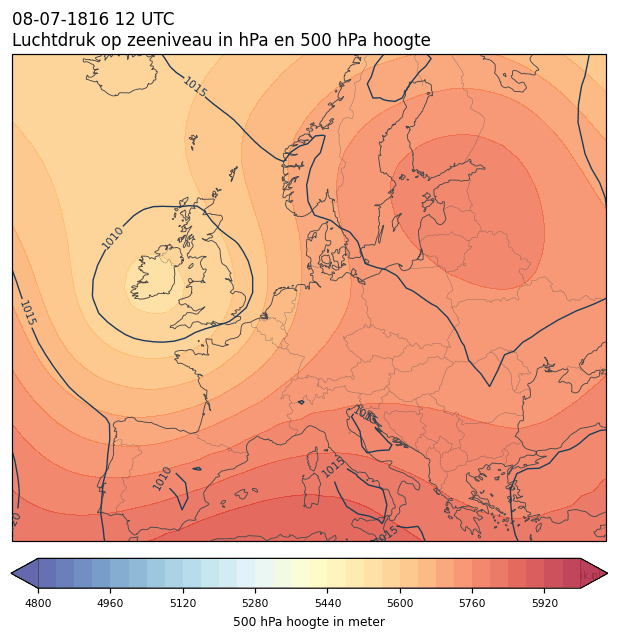 Weerkaart van 8 juli 1816 om 12 UTC