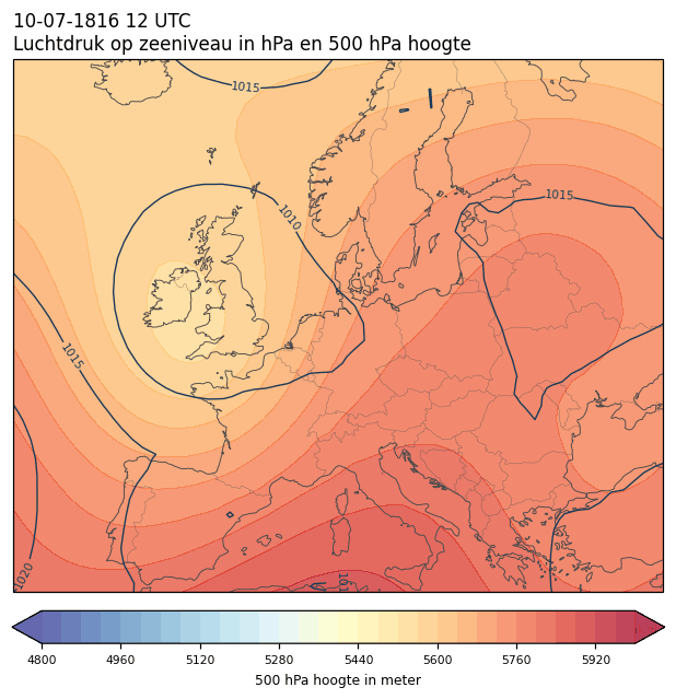 Weerkaart van 10 juli 1816 om 12 UTC