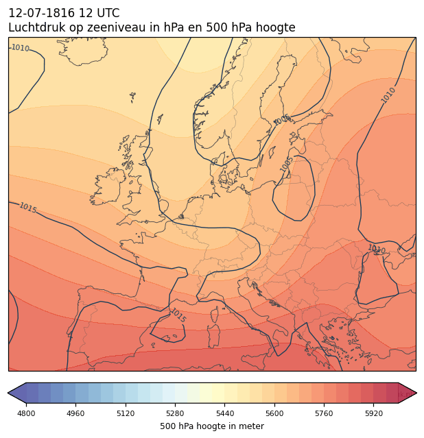 Weerkaart van 12 juli 1816 om 12 UTC