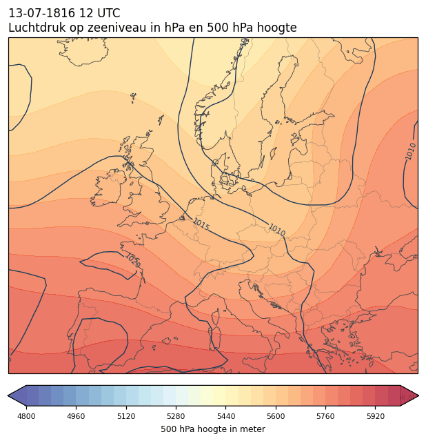 Weerkaart van 13 juli 1816 om 12 UTC