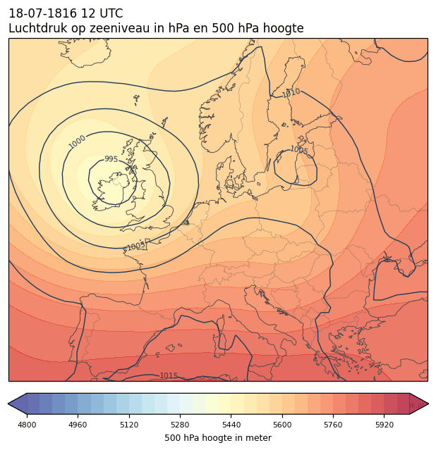 Weerkaart van 18 juli 1816 om 12 UTC