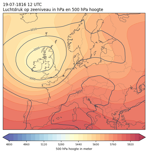 Weerkaart van 19 juli 1816 om 12 UTC