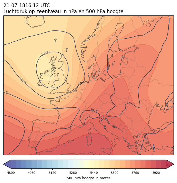 Weerkaart van 21 juli 1816 om 12 UTC