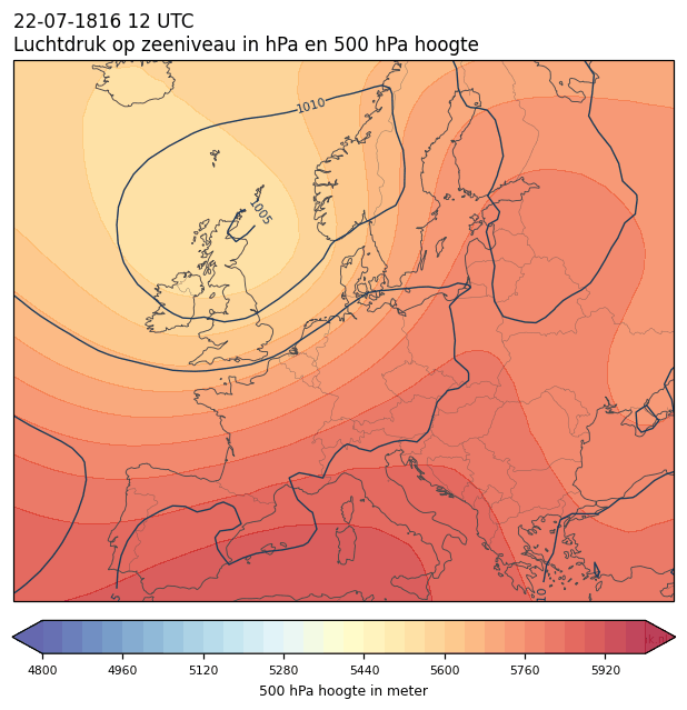 Weerkaart van 22 juli 1816 om 12 UTC