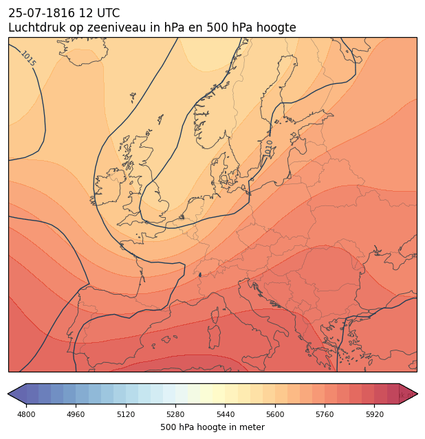 Weerkaart van 25 juli 1816 om 12 UTC