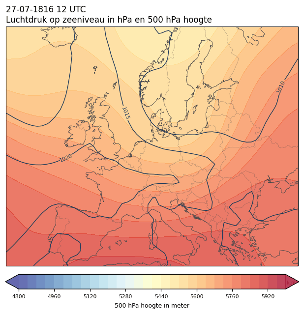 Weerkaart van 27 juli 1816 om 12 UTC