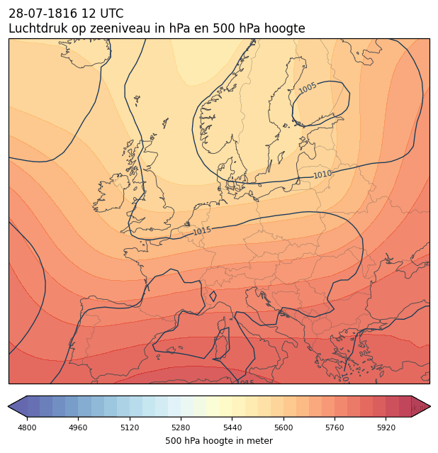 Weerkaart van 28 juli 1816 om 12 UTC