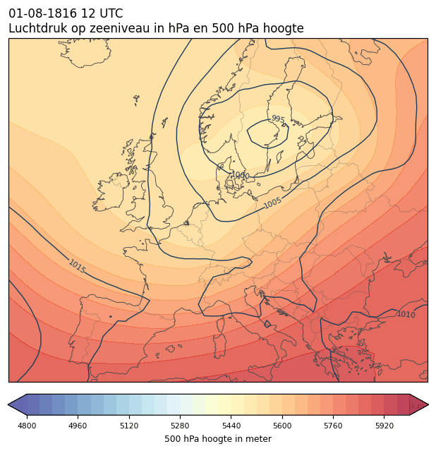 Weerkaart van 1 augustus 1816 om 12 UTC