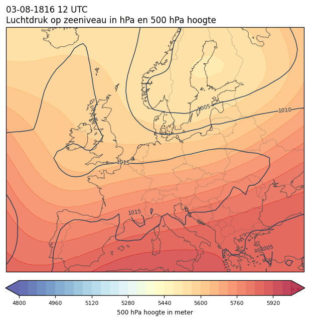 Weerkaart van 3 augustus 1816 om 12 UTC