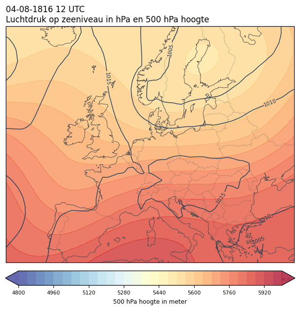 Weerkaart van 4 augustus 1816 om 12 UTC