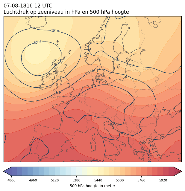 Weerkaart van 7 augustus 1816 om 12 UTC