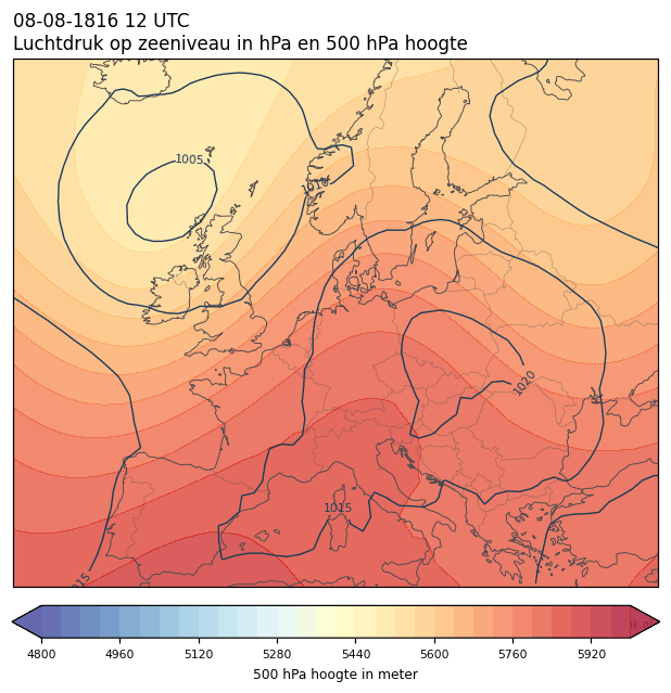 Weerkaart van 8 augustus 1816 om 12 UTC