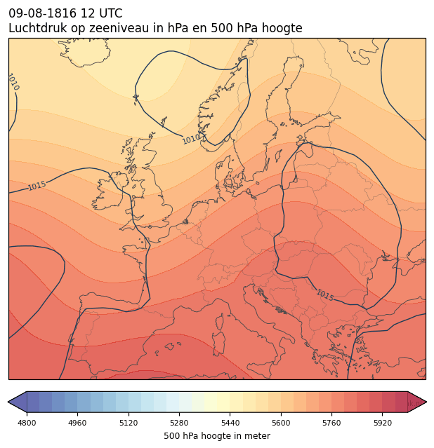 Weerkaart van 9 augustus 1816 om 12 UTC