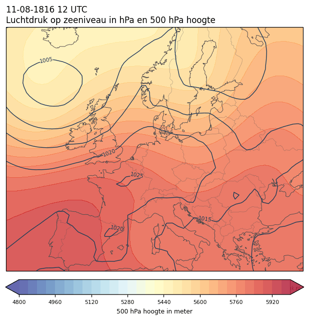 Weerkaart van 11 augustus 1816 om 12 UTC