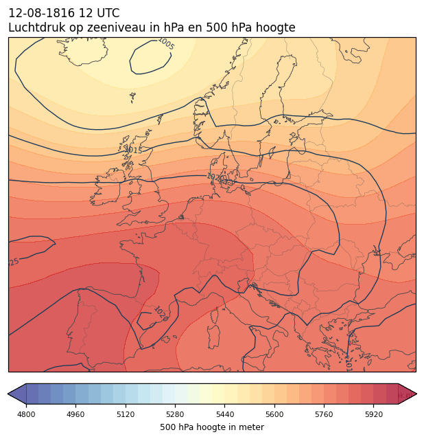 Weerkaart van 12 augustus 1816 om 12 UTC