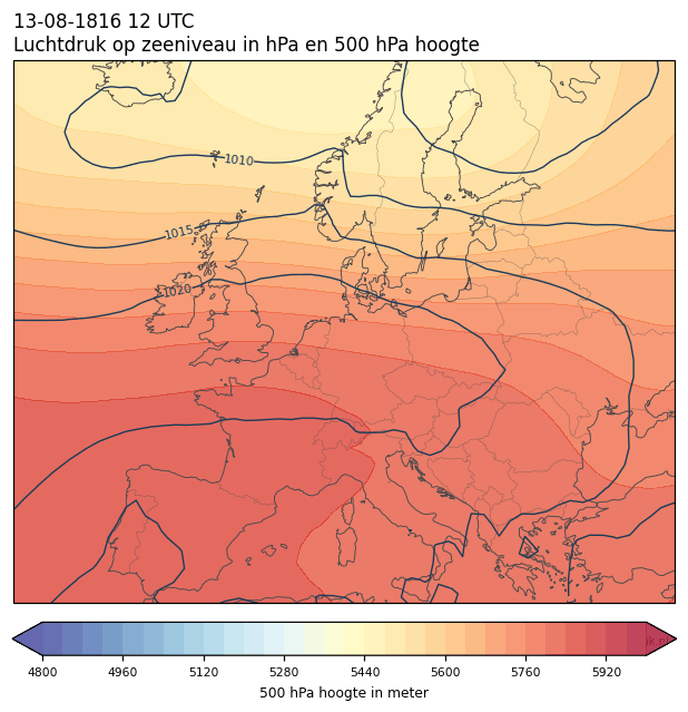 Weerkaart van 13 augustus 1816 om 12 UTC