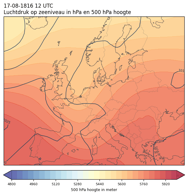 Weerkaart van 17 augustus 1816 om 12 UTC