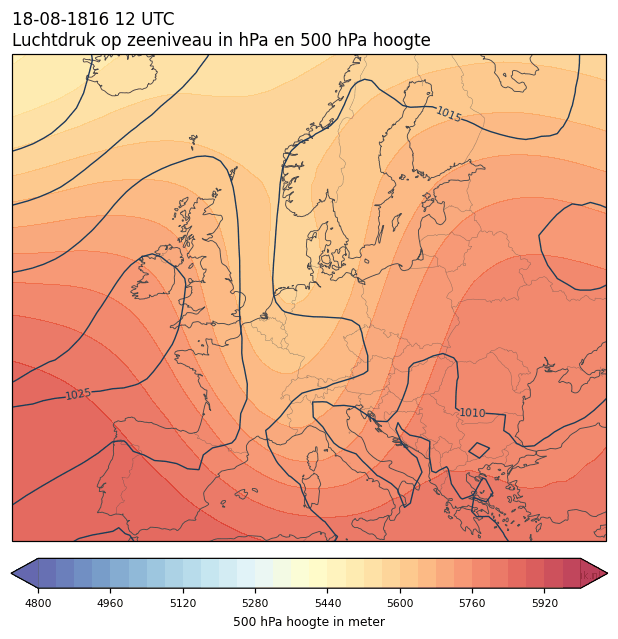 Weerkaart van 18 augustus 1816 om 12 UTC