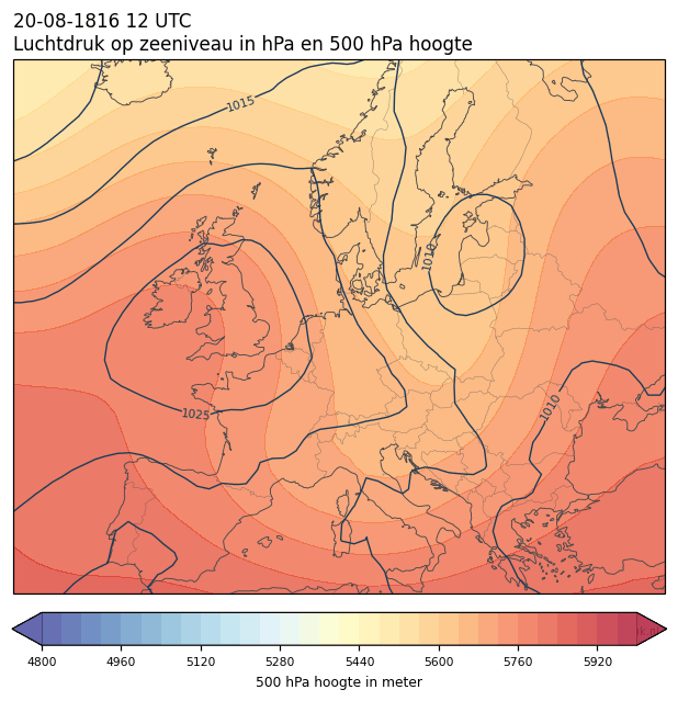 Weerkaart van 20 augustus 1816 om 12 UTC