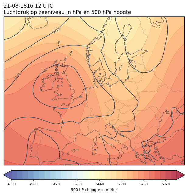 Weerkaart van 21 augustus 1816 om 12 UTC
